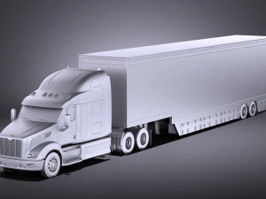 Peterbilt 587 2017 Truck with Trailer vray 3D Model