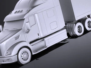 Peterbilt 587 2017 Truck with Trailer vray 3D Model