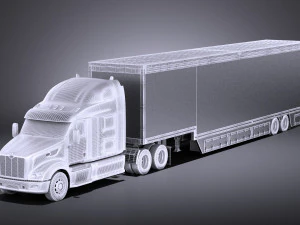 Peterbilt 587 2017 Truck with Trailer vray 3D Model