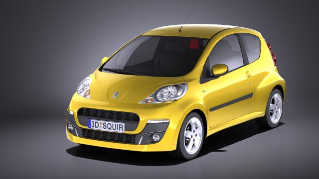 Peugeot 107 3-doors 2016 vray Modello 3D .c4d .max .obj .3ds .fbx .stl .blend