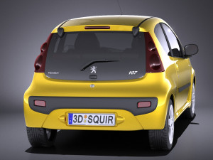 Peugeot 107 3-doors 2016 vray Modello 3D