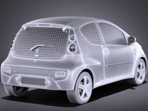 Peugeot 107 3-doors 2016 vray Modello 3D