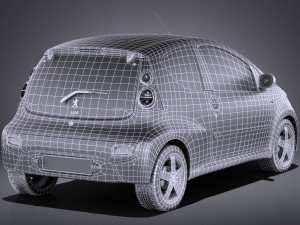 Peugeot 107 3-doors 2016 vray Modello 3D