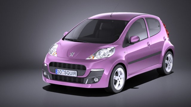 Peugeot 107 5-door 2015 vray 3D Model .c4d .max .obj .3ds .fbx .stl .blend