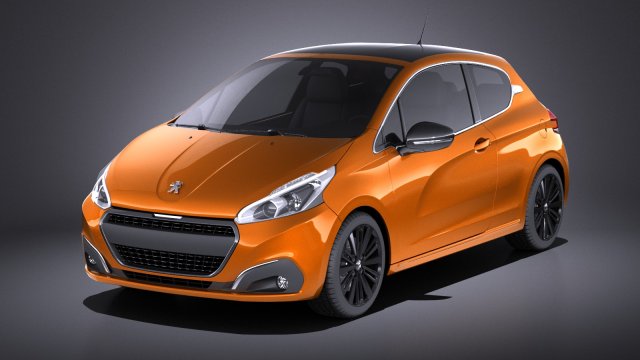 Peugeot 208 3-door 2018 vray Modelo 3D .c4d .max .obj .3ds .fbx .stl .blend