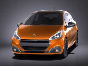 Peugeot 208 3-door 2018 vray Modelo 3D