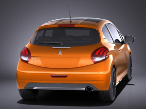 Peugeot 208 3-door 2018 vray Modelo 3D