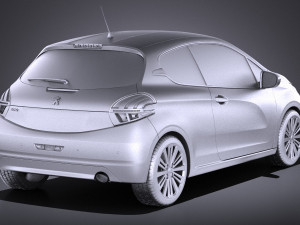 Peugeot 208 3-door 2018 vray Modelo 3D