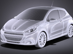 Peugeot 208 3-door 2018 vray Modelo 3D