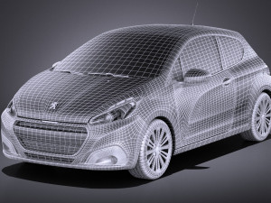 Peugeot 208 3-door 2018 vray Modelo 3D