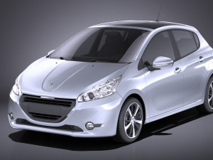 Peugeot 208 5-door 2014 vray 3D Model