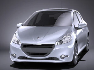 Peugeot 208 5-door 2014 vray 3D Model