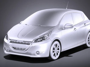 Peugeot 208 5-door 2014 vray 3D Model