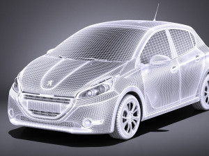 Peugeot 208 5-door 2014 vray Modèle 3D