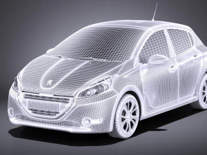 Peugeot 208 5-door 2014 vray 3D Model