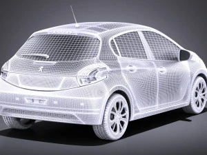 Peugeot 208 5-door 2014 vray 3D Model