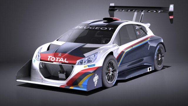 Peugeot 208 T16 Pikes Peak 2013 vray Modelo 3D .c4d .max .obj .3ds .fbx .stl .blend