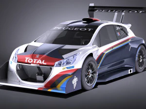 Peugeot 208 T16 Pikes Peak 2013 vray Modello 3D