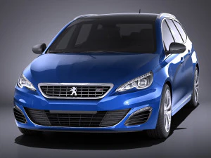 Peugeot 308 GT SW 2017 vray 3D Model
