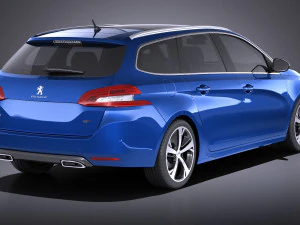 Peugeot 308 GT SW 2017 vray 3D Model