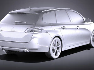 Peugeot 308 GT SW 2017 vray 3D Model