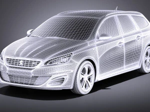 Peugeot 308 GT SW 2017 vray 3D Model