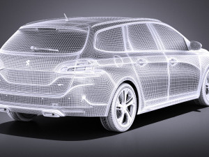 Peugeot 308 GT SW 2017 vray 3D मॉडल