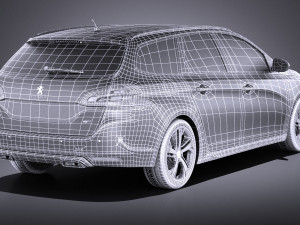 Peugeot 308 GT SW 2017 vray 3D मॉडल