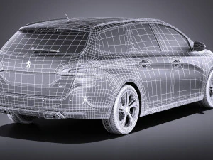 Peugeot 308 GT SW 2017 vray 3D Model