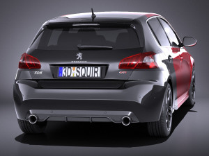 Peugeot 308 GTI 2018 vray 3D Model