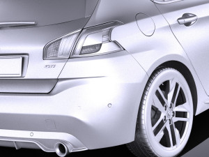 Peugeot 308 GTI 2018 vray 3D Model