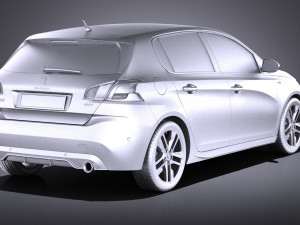 Peugeot 308 GTI 2018 vray 3D Model