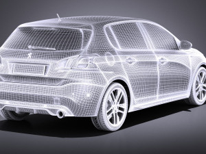 Peugeot 308 GTI 2018 vray 3D Model