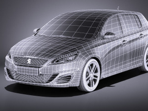 Peugeot 308 GTI 2018 vray 3D Model