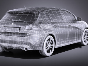 Peugeot 308 GTI 2018 vray 3D Model