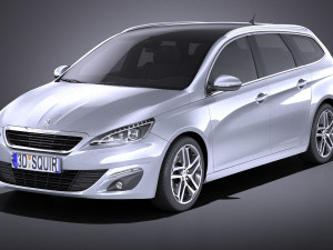 Peugeot 308 SW 2016 vray Modèle 3D