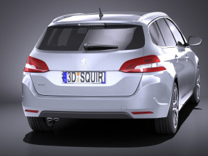 Peugeot 308 SW 2016 vray 3D Model