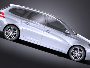 Peugeot 308 SW 2016 vray 3D Model