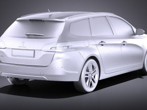 Peugeot 308 SW 2016 vray 3D Model