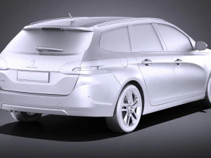 Peugeot 308 SW 2016 vray 3D Model