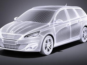 Peugeot 308 SW 2016 vray 3D Model