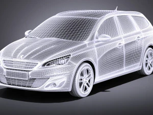 Peugeot 308 SW 2016 vray 3D Model