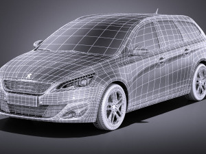 Peugeot 308 SW 2016 vray 3D Model