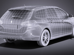 Peugeot 308 SW 2016 vray 3D Model