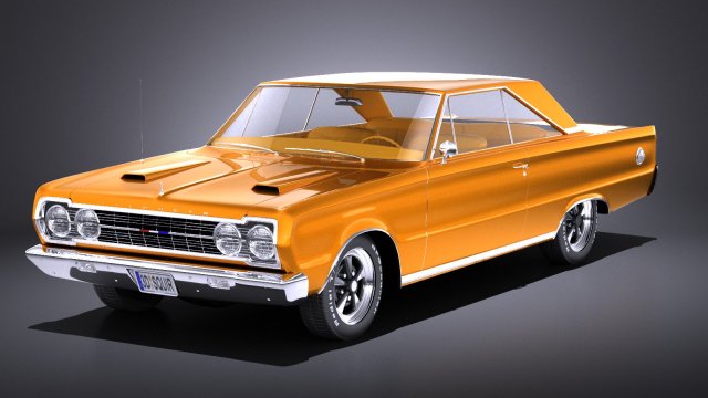 Plymouth GTX 1967 vray Model 3D .c4d .max .obj .3ds .fbx .stl .blend 