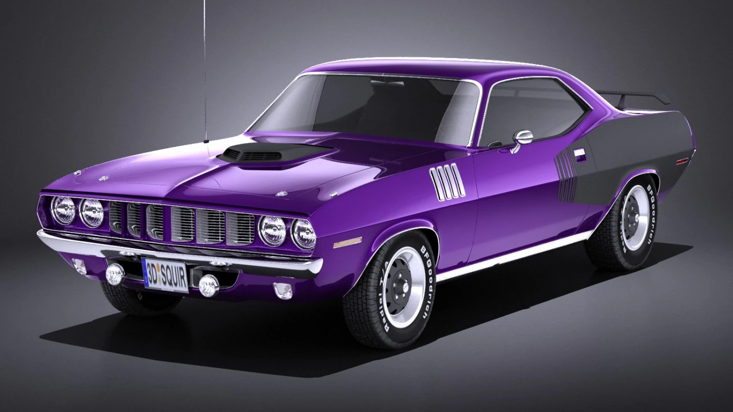 Plymouth Hemi Cuda - Barracuda 1971 vray 3D Model .c4d .max .obj .3ds .fbx .stl .blend 