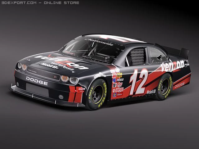 Nascar Dodge Challenger 2010 3D Model .c4d .max .obj .3ds .fbx .stl .blend 