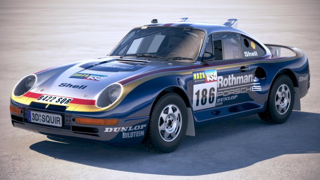 Porsche 958 Rothmans Rally 1985 3D Model .c4d .max .obj .3ds .fbx .stl .blend 