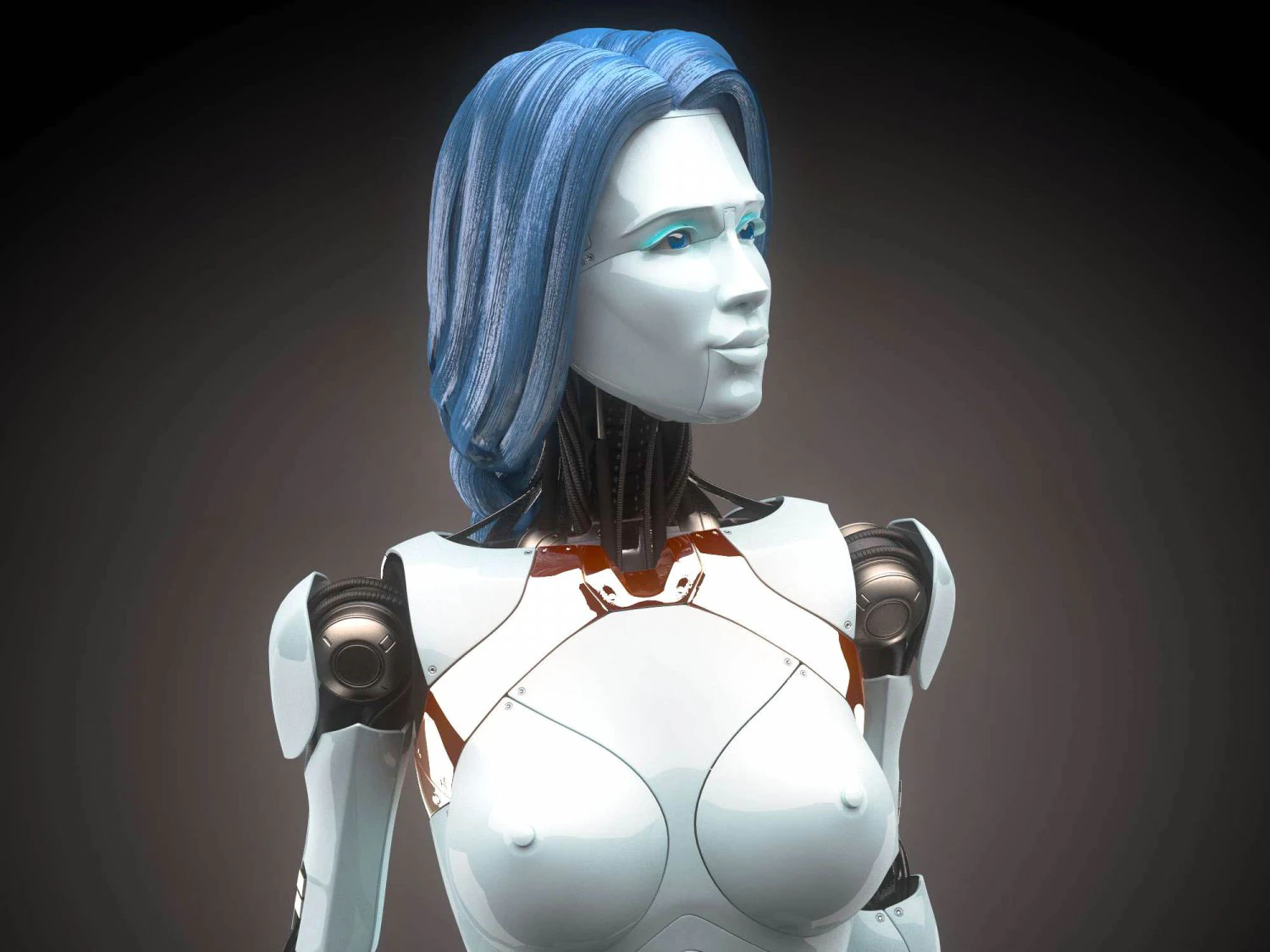 Robotic Woman Cyborg Realistic 3D Model .c4d .max .obj .3ds .fbx .stl .blend 