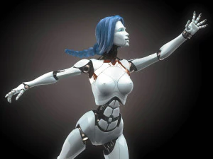 Robotic Woman Cyborg Realistic 3D Model
